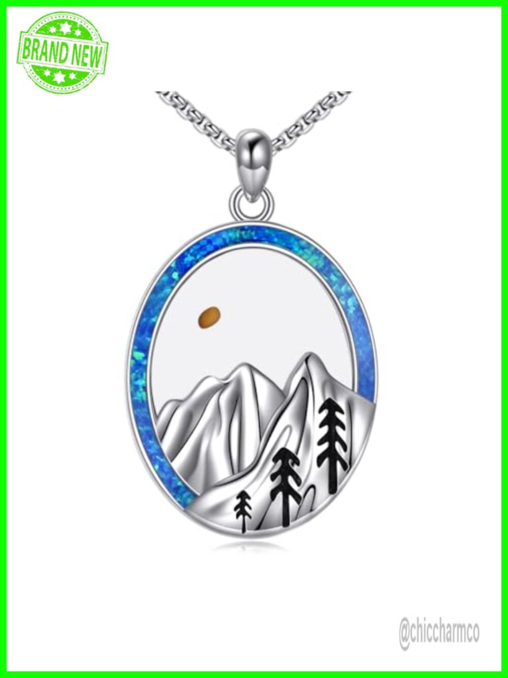 925 Sterling Silver Opal Mountain Mustard Seed Necklace Christian Faith Pendant